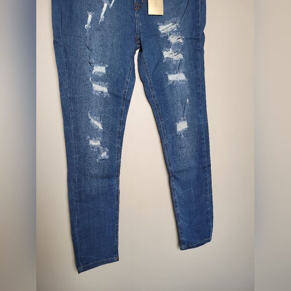 NEW Aphrodite Gold Skinny Jeans Ripped Distressed Medium Wash High Waist Y2K - Picture 5 of 9